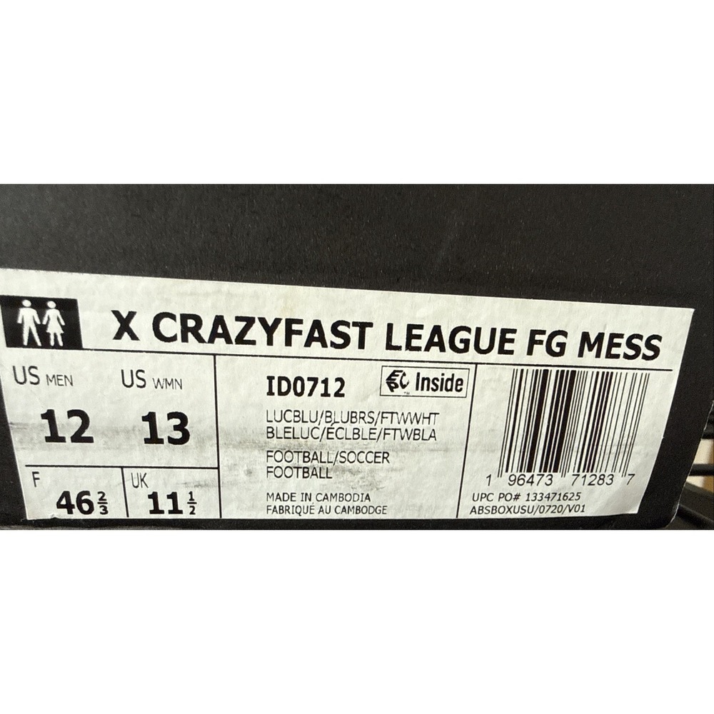 Adidas X Crazyfast League Messi Blue Gold Soccer Cleats Size 12 New In Box NiB - Picture 15 of 16